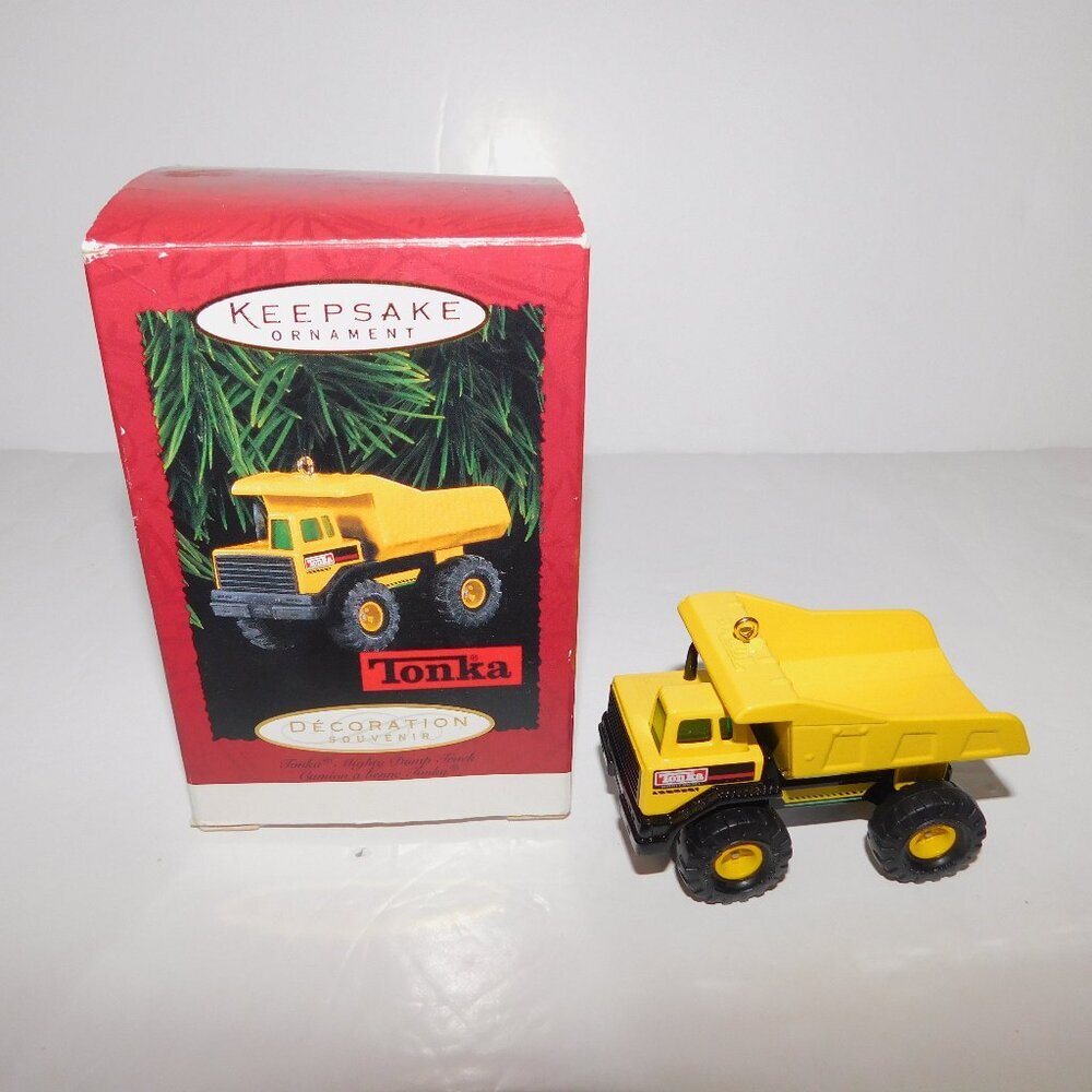 VTG 1996 Hallmark Keepsake Yellow Tonka Dump Truck Christmas Tree Ornament